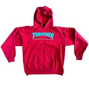 Thrasher Hoodie – Red w/ Teal Logo (mens M)